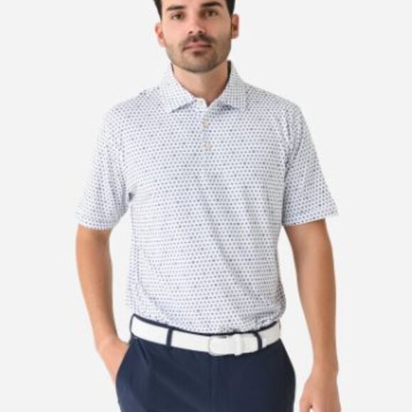 Peter Millar Summer Comfort Polo Seeing Double White Mens Medium Golf Resortwear - Picture 1 of 16